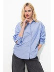 Chemise Rayée Oversize Femme - Bleu Raye