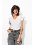 Top Détail Dentelle Femme - Naturel Uni Clair