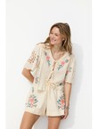 Blouse Brodée Point de Croix - Naturel Uni Clair