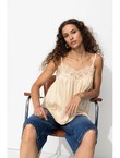Top en Satin et Dentelle Femme - Naturel Uni Clair