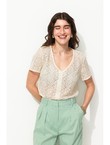 Chemise Effet Dentelle Femme - Naturel Uni Clair