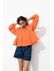 Blouse en Gaze de Coton Femme - Orange Uni Colore