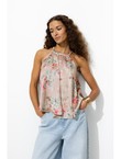 Top Soyeux Imprimé Femme - Rose Imprime