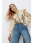 Blouse Brodée Femme - Naturel Uni Clair