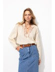 Chemise en Gaze de Coton Brodé - Naturel Uni Clair
