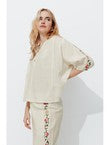 Blouse Brodée Point de Croix - Naturel Uni Clair