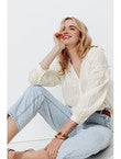 Chemise Romantique en Coton - Naturel Uni Clair