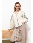 Blouse Brodée Femme - Naturel Uni Clair