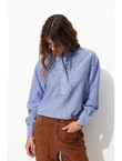 Chemise Oversize Rayée Femme - Bleu Raye