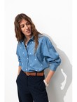 Chemise Brodée Oversize Femme - Jeans Uni Fonce