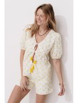 Blouse à Nouettes Femme - Naturel Imprime
