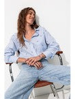 Chemise Oversize Broderie Love - Bleu Raye
