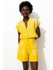 Blouse en Gaze de Coton - Jaune Uni Colore