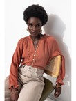 Chemise en Gaze de Coton Femme - Marron Uni Clair