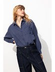 Chemise en Gaze de Coton Femme - Bleu Uni Fonce