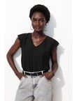 Top Détail Dentelle Femme - Noir Uni Fonce