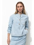 Blouse en Jean Rayée Femme - Multicolore Raye
