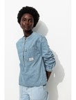 Blouse en Jean Rayée Femme - Jeans Uni Fonce