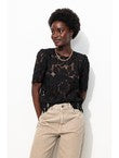 Blouse en Guipure Femme - Noir Uni Fonce