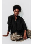 Chemise Oversize Unie Femme - Noir Uni Fonce