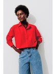 Chemise Oversize Unie Femme - Rouge Uni Colore