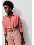 Chemise Oversize Unie Femme - Rose Uni Colore