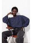 Blouse Soyeuse Oversize Femme - Bleu Uni Fonce