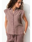 Chemise en Gaze de Coton Femme - Violet Uni Colore