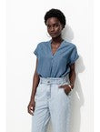 Blouse en Lyocell Femme - Jeans Uni Fonce