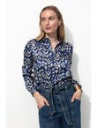 Chemise Satinée Motif Jacquard - Bleu Imprime