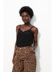 Top à Fines Bretelles Femme - Noir Uni Fonce
