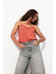 Top à Fines Bretelles Femme - Orange Uni Colore