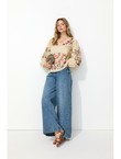 Blouse Brodée Oversize Femme - Naturel Uni Clair