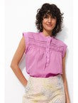 Blouse Unie en Coton Femme - Violet Uni Colore
