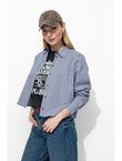 Chemise Cropped Femme - Bleu Carreaux