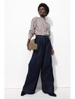 Chemise à Col Volanté Femme - Naturel Carreaux