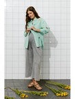 Chemise Oversize Brodée Femme - Vert Carreaux