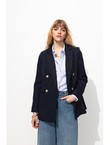 Blazer Croisé Unie Femme - Bleu Uni Fonce