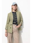 Veste de Tailleur Lin Mélangé - Kaki Uni Clair