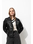 Blouson Rock en Simili Femme - Noir Uni Fonce