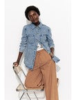 Alma Veste Surchemise Rayée - Jeans Uni Fonce