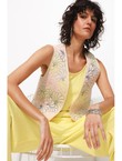 Boléro Matelassé Brodé Femme - Naturel Imprime