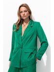 Veste de Tailleur en Satin - Vert Uni Colore