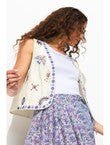 Boléro Brodé en Coton Femme - Naturel Uni Clair