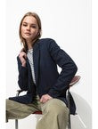 Veste de Tailleur Côtelée - Bleu Uni Fonce