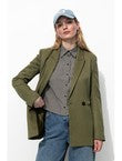 Veste de Tailleur Côtelée - Kaki Uni Fonce