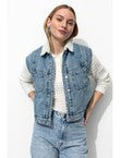 Veste en Jean Doublée Moumoute - Jeans Uni Clair
