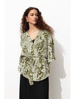 Veste Kimono Imprimée Femme - Kaki Uni Fonce