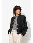 Bomber Épaulé Uni Femme - Noir Uni Fonce