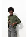 Bomber Épaulé Uni Femme - Kaki Uni Fonce